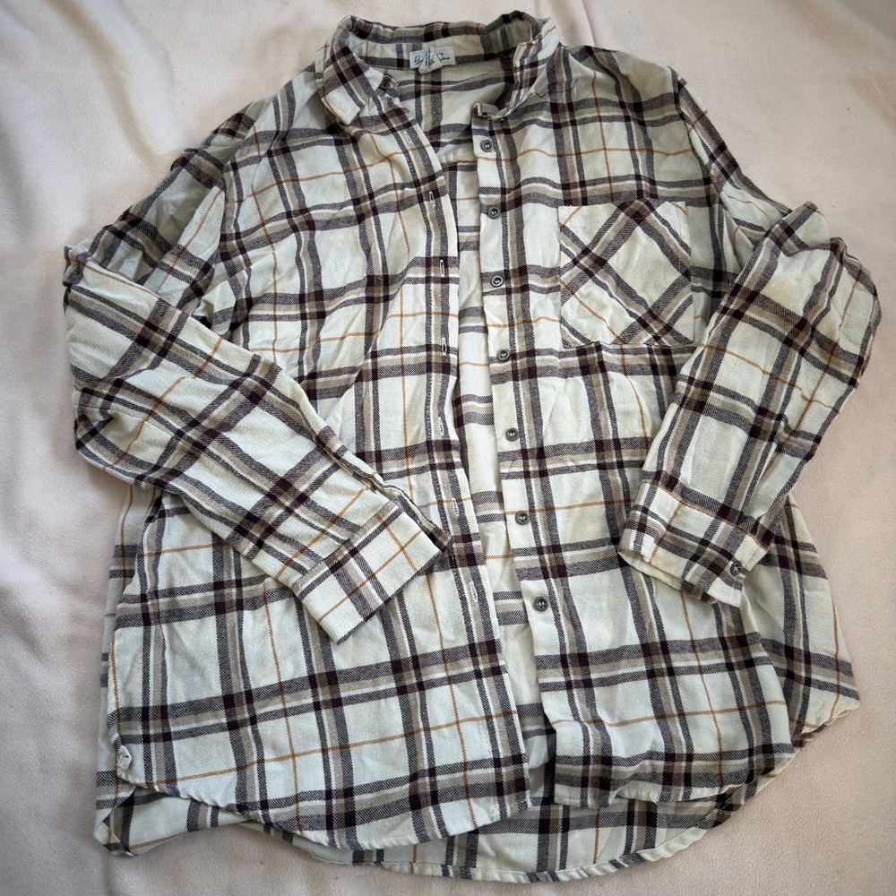 Cream and Maroon Button Up